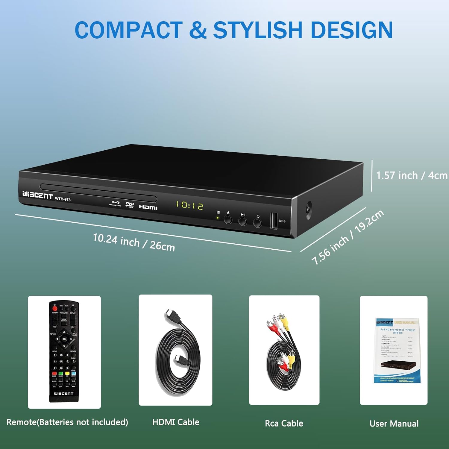 WISCENT WTB-978B Blu-Ray Player Full HD 1080p | B0CYKNG1SD