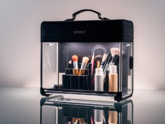 SONGMICS Kosmetikkoffer Schwarz transparent